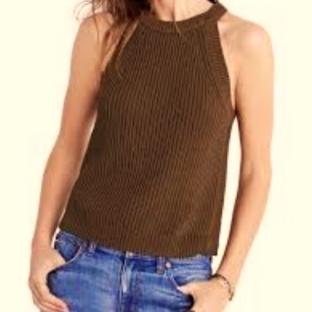 Madewell Chocolate Ribbed Halter Sweater